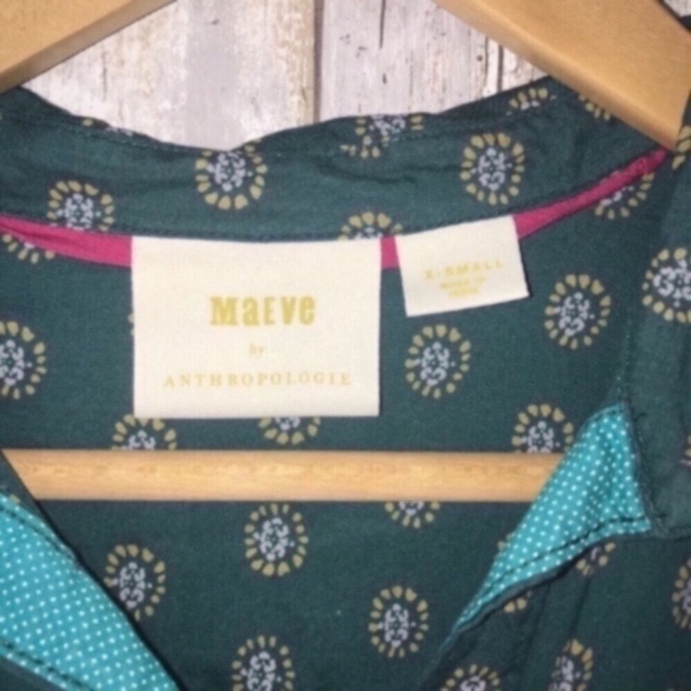 Anthropologie Maeve Modal Polka Dot High Low Tunic Button Front Blouse XS - Picture 8 of 8